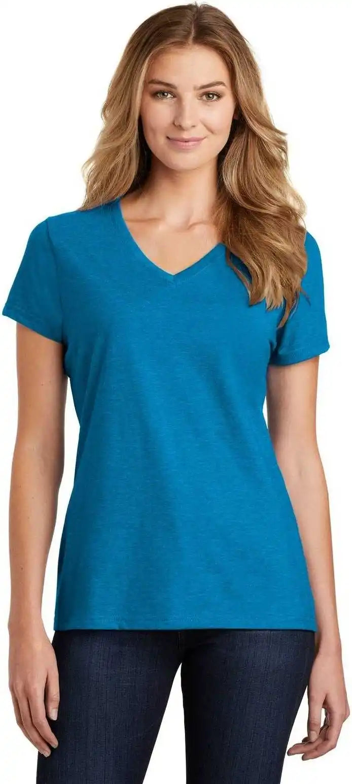 Port &amp; Company Lpc455v Ladies Fan Favorite Blend v Neck Tee Sapphire Heather
