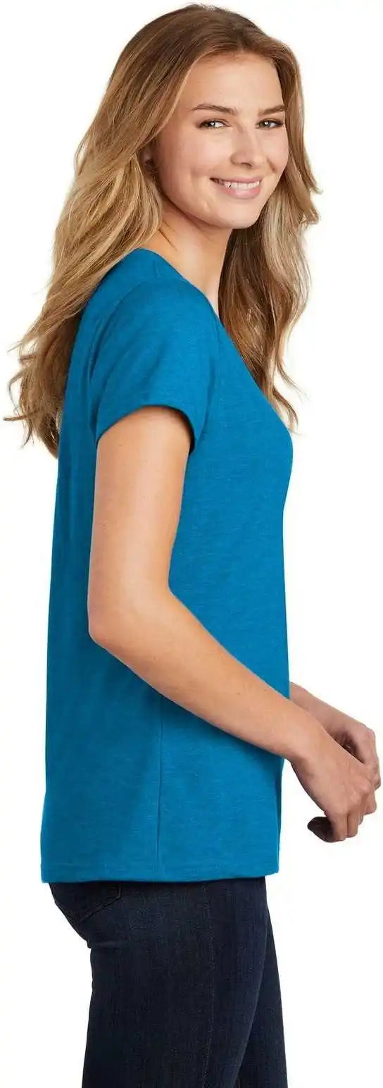 Port &amp; Company Lpc455v Ladies Fan Favorite Blend v Neck Tee Sapphire Heather