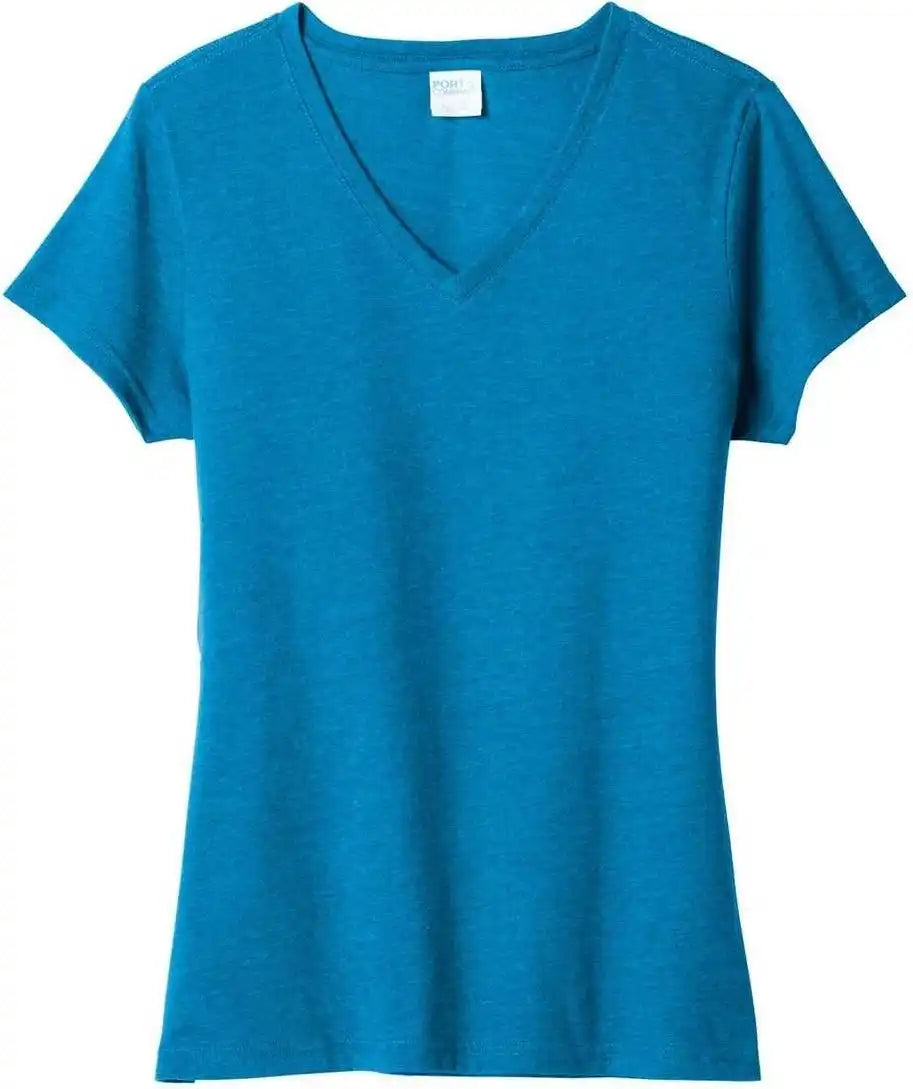 Port &amp; Company Lpc455v Ladies Fan Favorite Blend v Neck Tee Sapphire Heather