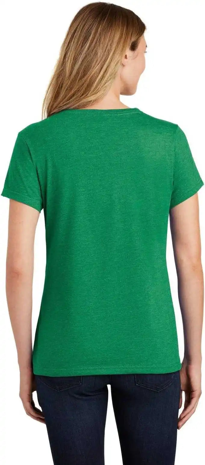 Port &amp; Company Lpc455v Ladies Fan Favorite Blend v Neck Tee Athletic Kelly Green Heather