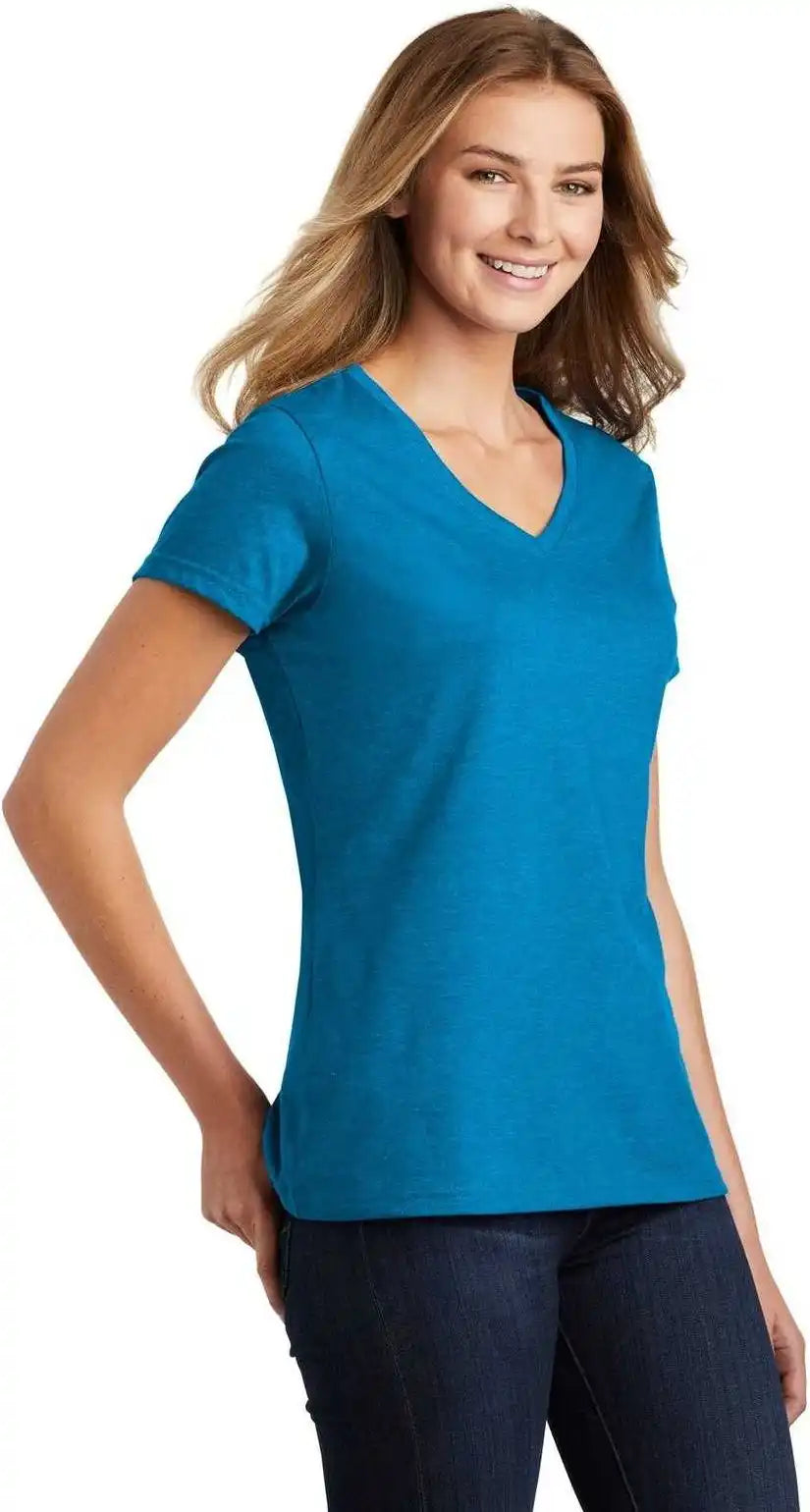 Port &amp; Company Lpc455v Ladies Fan Favorite Blend v Neck Tee Sapphire Heather