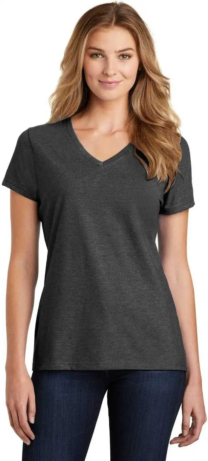 Port &amp; Company Lpc455v Ladies Fan Favorite Blend v Neck Tee Black Heather