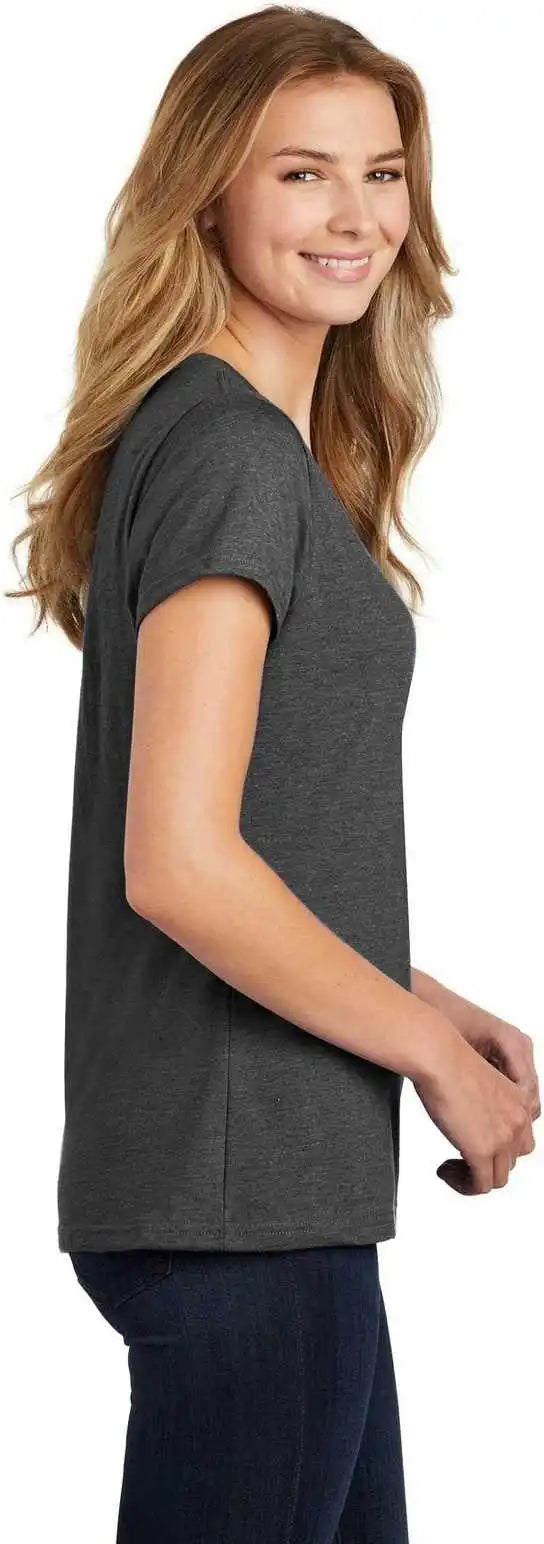 Port &amp; Company Lpc455v Ladies Fan Favorite Blend v Neck Tee Black Heather