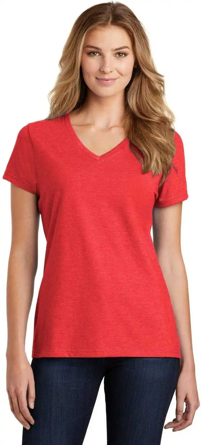 Port & Company Lpc455v Ladies Fan Favorite Blend V-neck Tee - Bright Red Heather