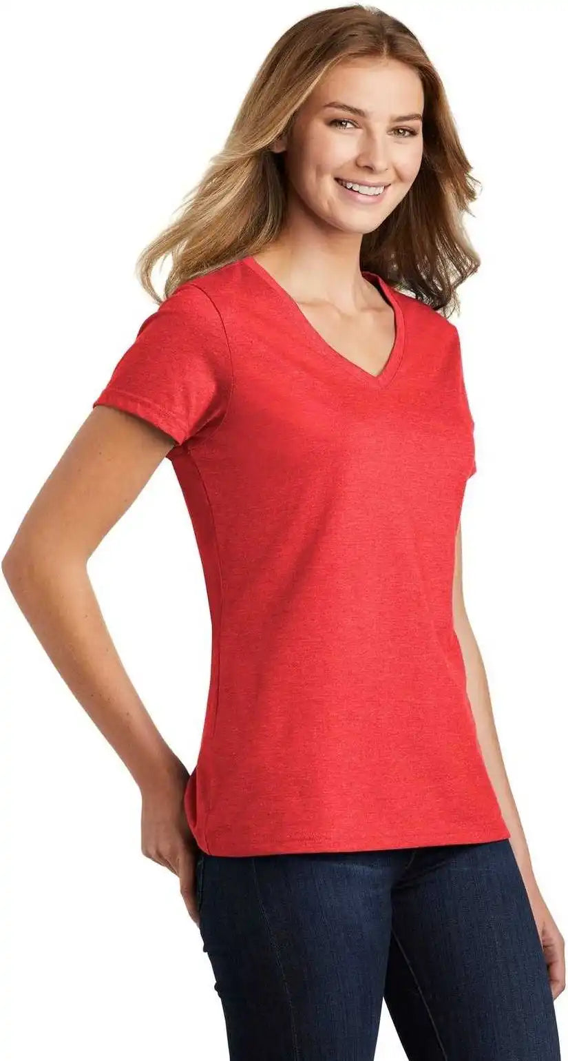 Port &amp; Company Lpc455v Ladies Fan Favorite Blend V-neck Tee - Bright Red Heather