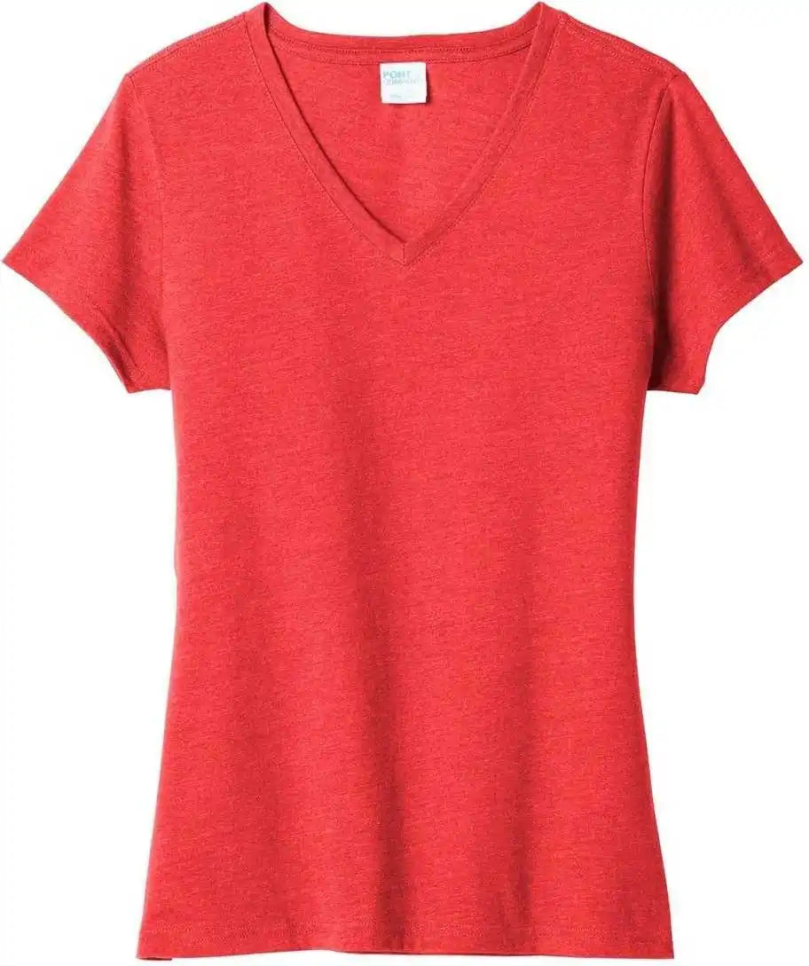 Port &amp; Company Lpc455v Ladies Fan Favorite Blend V-neck Tee - Bright Red Heather