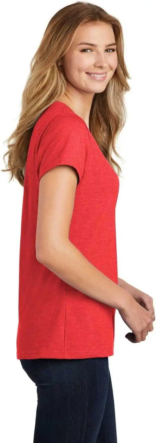 Port &amp; Company Lpc455v Ladies Fan Favorite Blend V-neck Tee - Bright Red Heather