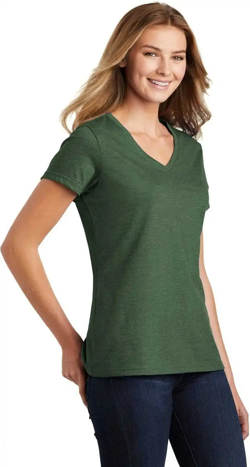 Port &amp; Company Lpc455v Ladies Fan Favorite Blend v Neck Tee Forest Green Heather
