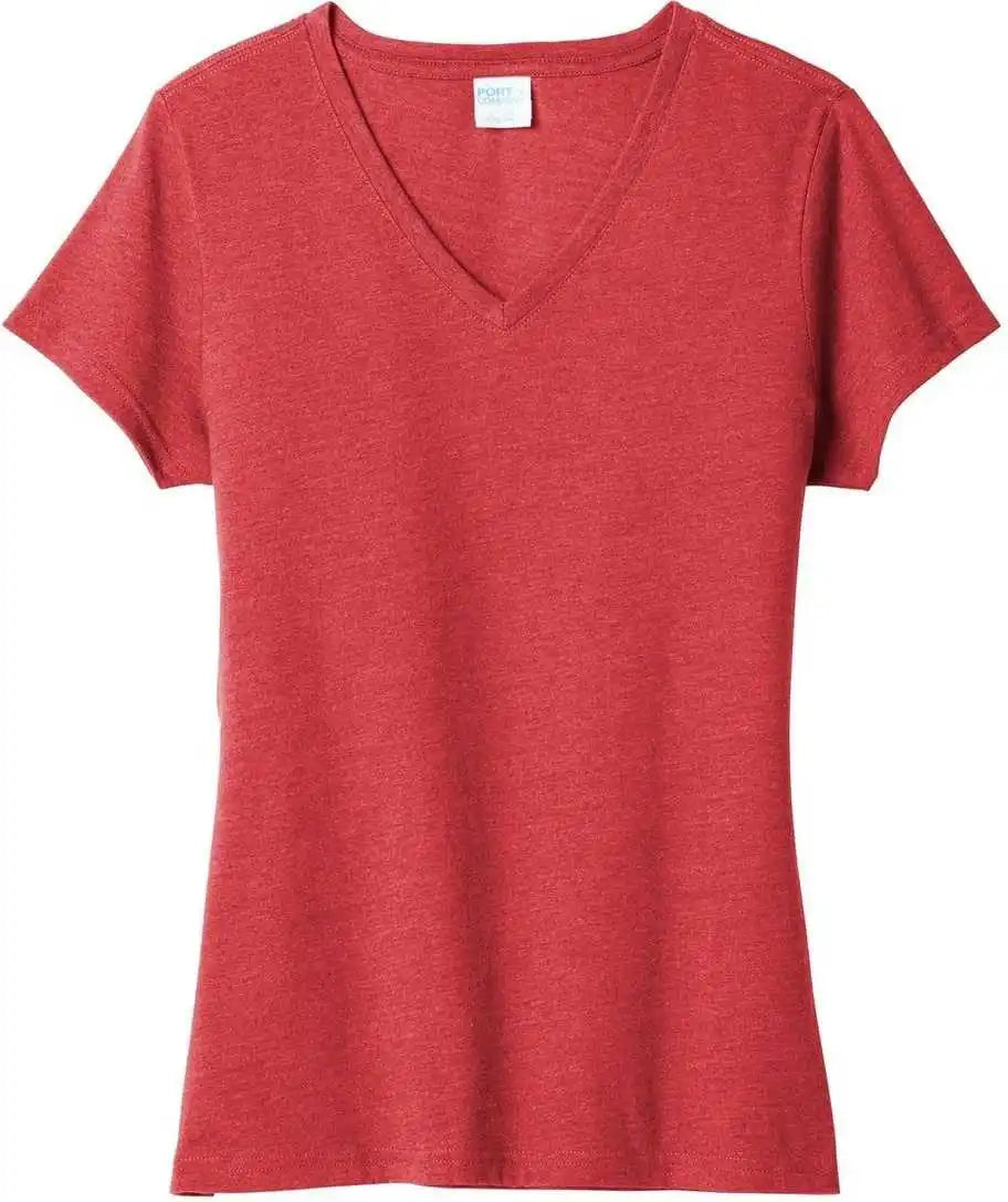 Port & Company Lpc455v Ladies Fan Favorite Blend V-neck Tee - Team Cardinal Heather