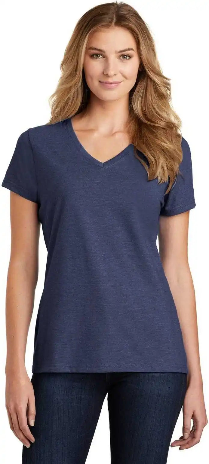 Port & Company Lpc455v Ladies Fan Favorite Blend v Neck Tee Team Navy Heather