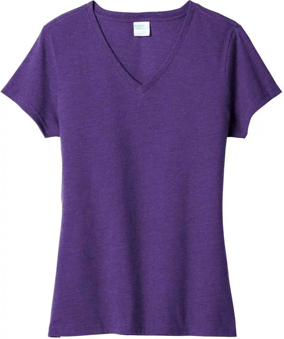 Port &amp; Company Lpc455v Ladies Fan Favorite Blend v Neck Tee Team Purple Heather