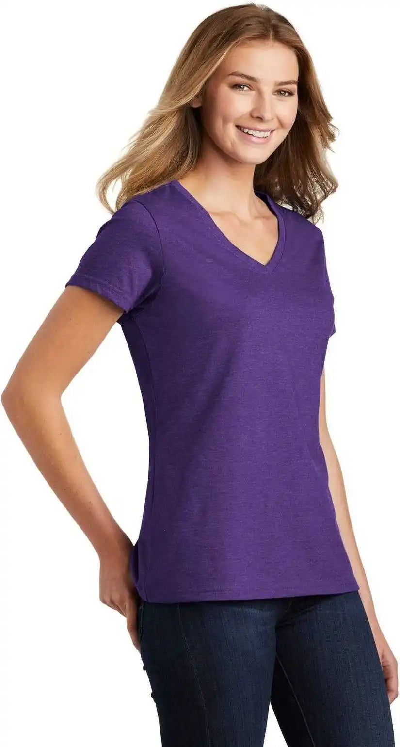 Port &amp; Company Lpc455v Ladies Fan Favorite Blend v Neck Tee Team Purple Heather