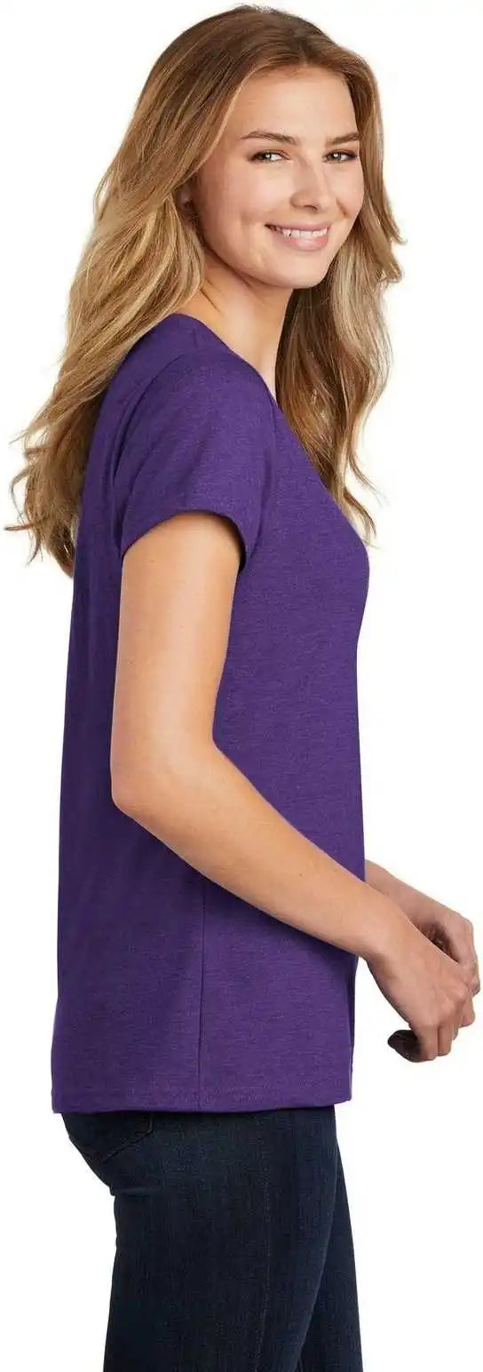 Port &amp; Company Lpc455v Ladies Fan Favorite Blend v Neck Tee Team Purple Heather