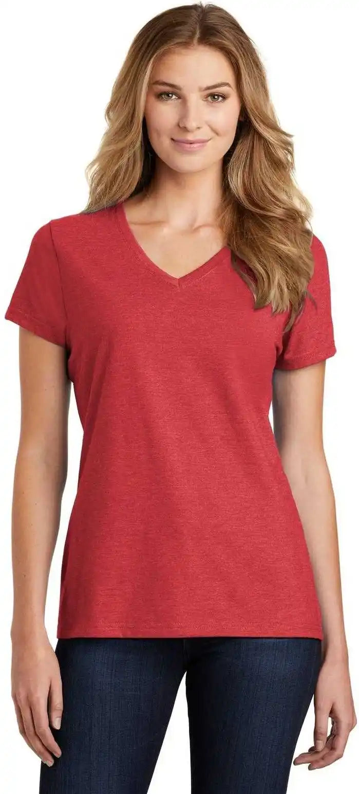 Port & Company Lpc455v Ladies Fan Favorite Blend V-neck Tee - Team Cardinal Heather