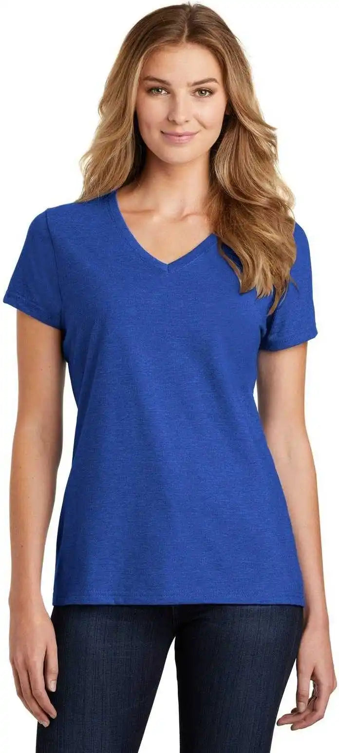 Port & Company Lpc455v Ladies Fan Favorite Blend v Neck Tee True Royal Heather