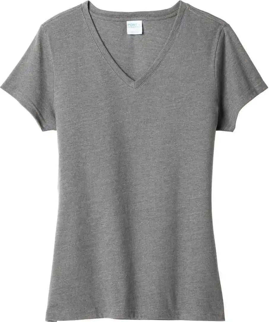 Port &amp; Company Lpc455v Women’s Fan Favorite Blend V-neck Tee - Graphite Heather