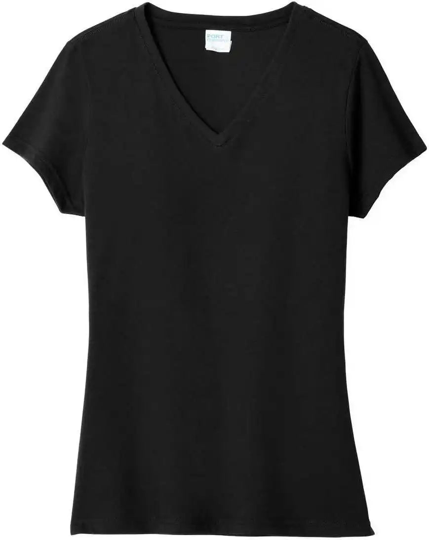 Port &amp; Company Lpc455v Women’s Fan Favorite Blend V-neck Tee - Jet Black