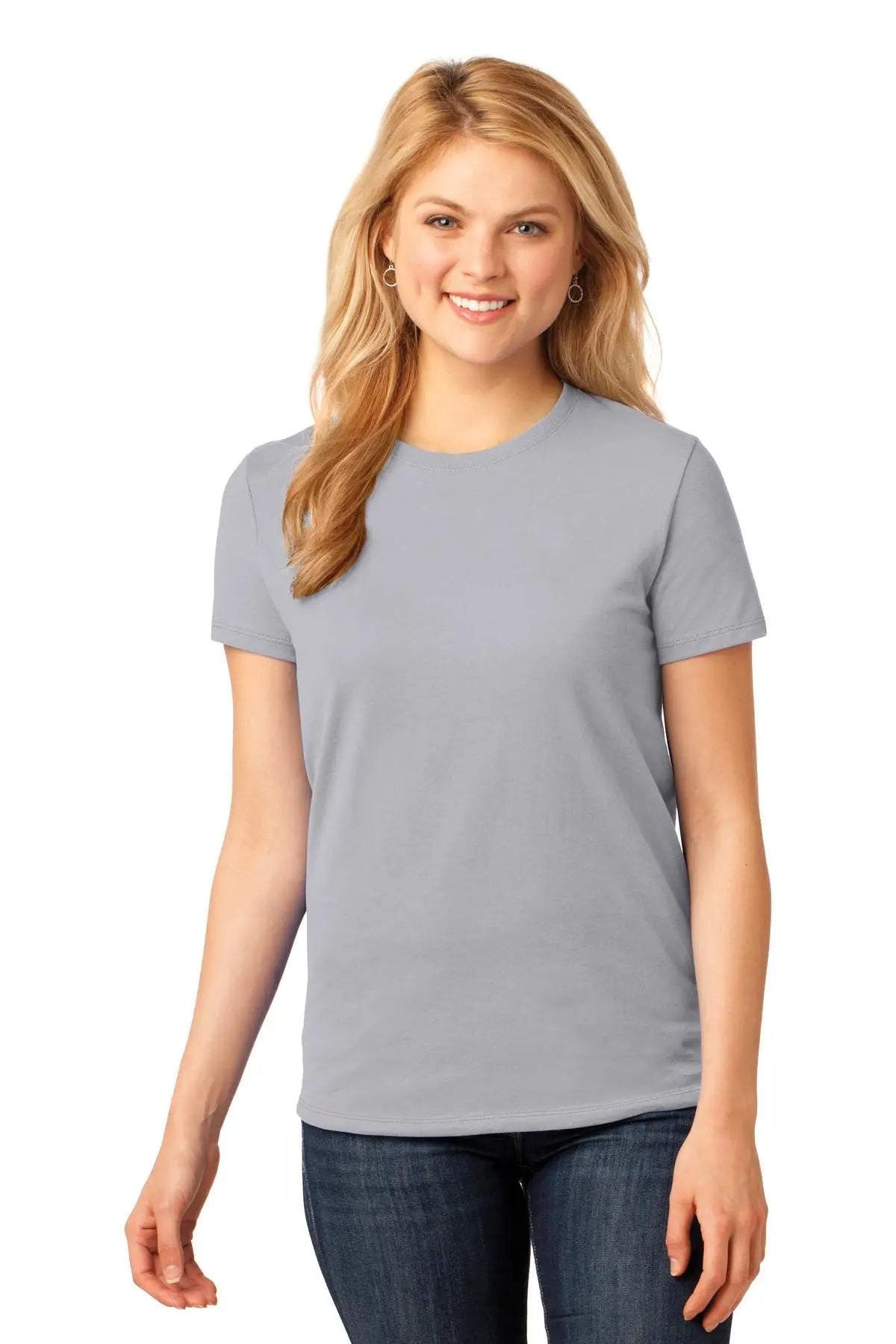 Port & Company Lpc54 co Women’s Core Cotton Tee - Silver - Ladies Xs