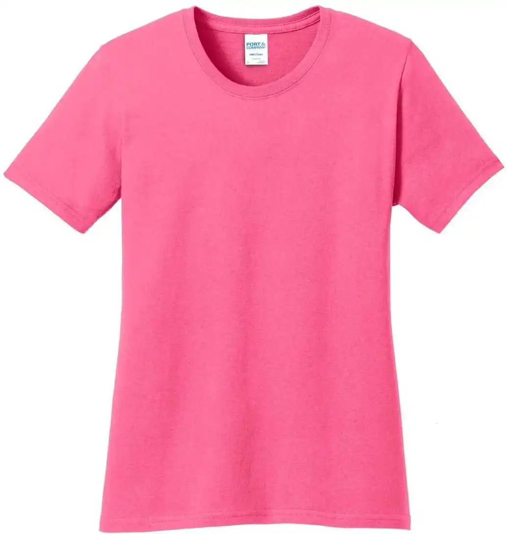 Port &amp; Company Lpc54 Ladies Core Cotton Tee Neon Pink