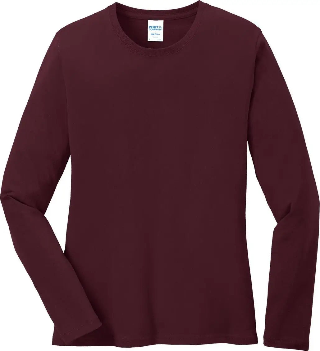 Port & Company Lpc54ls co Women’s Long Sleeve Core Cotton Tee - Athletic Maroon