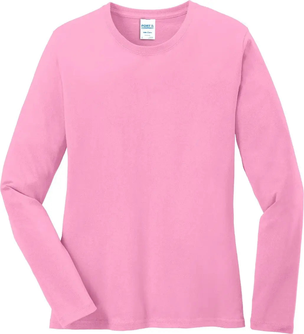 Port & Company Lpc54ls co Women’s Long Sleeve Core Cotton Tee - Candy Pink