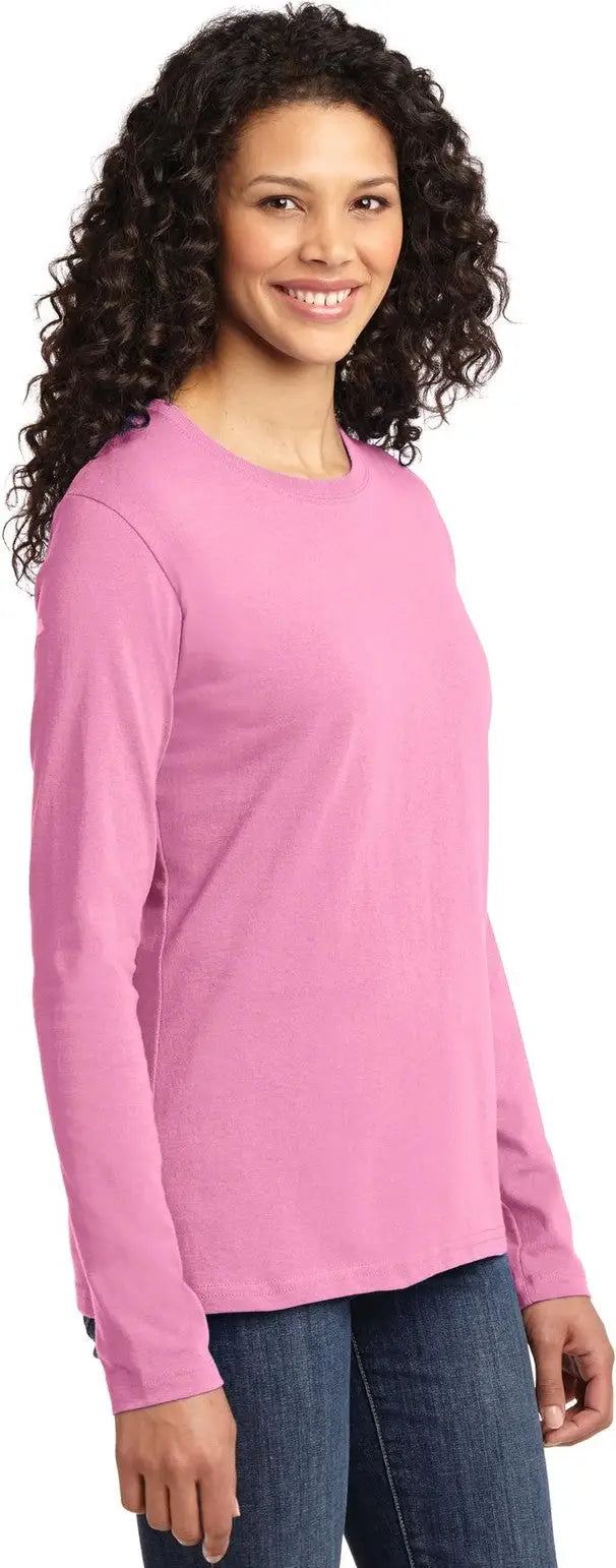 Port & Company Lpc54ls co Women’s Long Sleeve Core Cotton Tee - Candy Pink