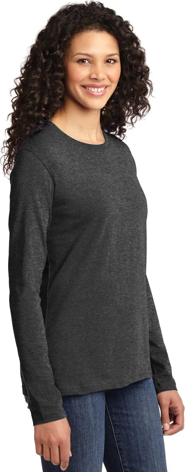 Port & Company Lpc54ls co Women’s Long Sleeve Core Cotton Tee - Dark Heather Gray