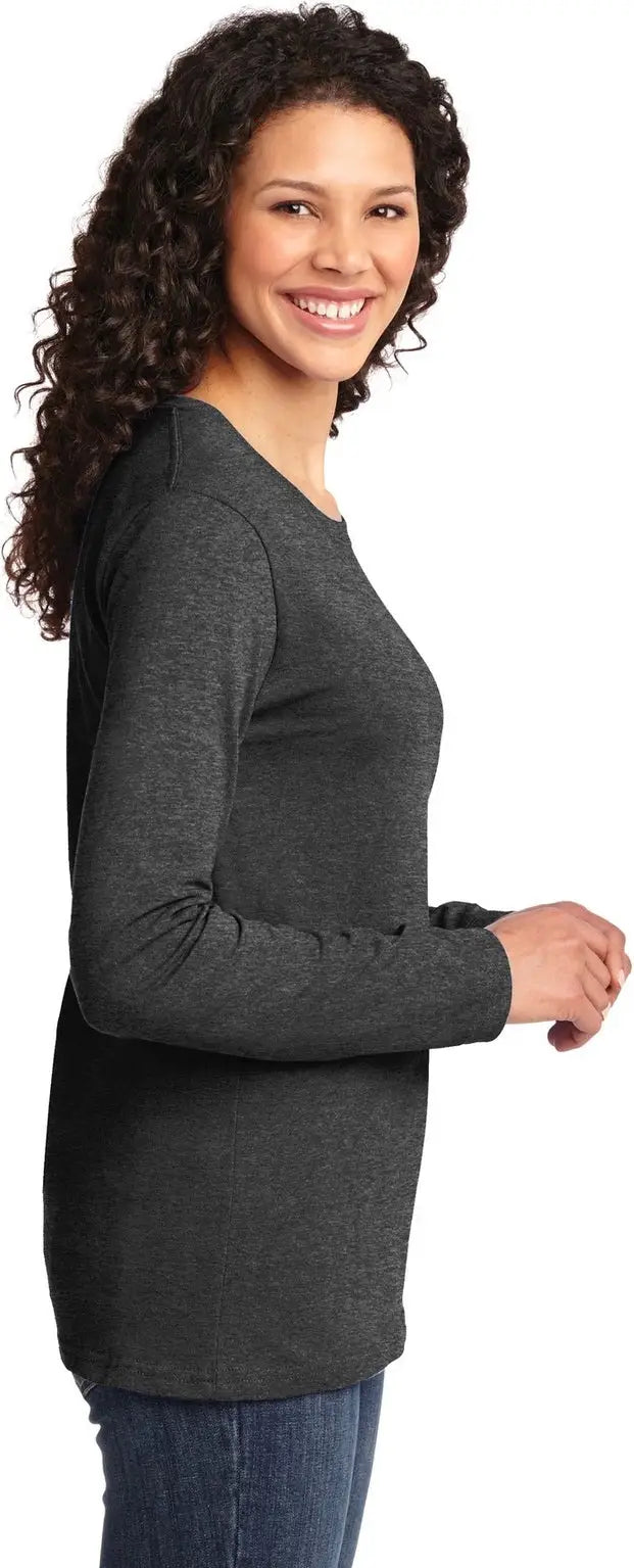 Port & Company Lpc54ls co Women’s Long Sleeve Core Cotton Tee - Dark Heather Gray