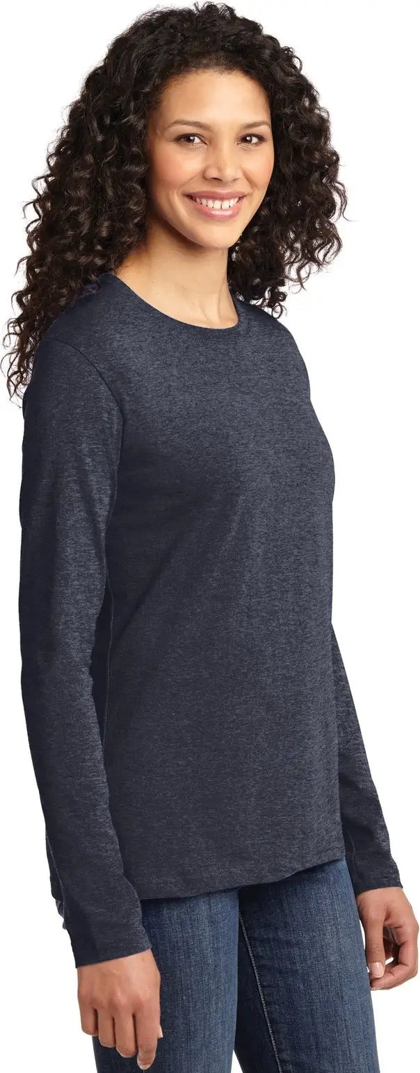 Port & Company Lpc54ls co Women’s Long Sleeve Core Cotton Tee - Heather Navy