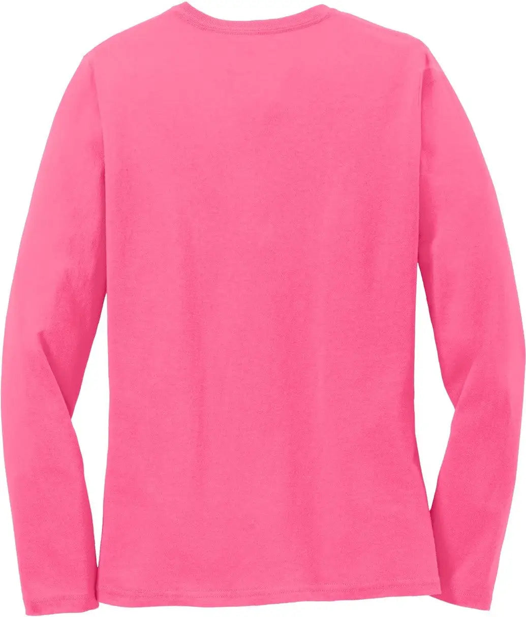 Port & Company Lpc54ls co Women’s Long Sleeve Core Cotton Tee - Neon Pink