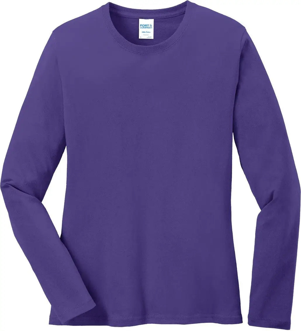 Port & Company Lpc54ls co Women’s Long Sleeve Core Cotton Tee - Purple