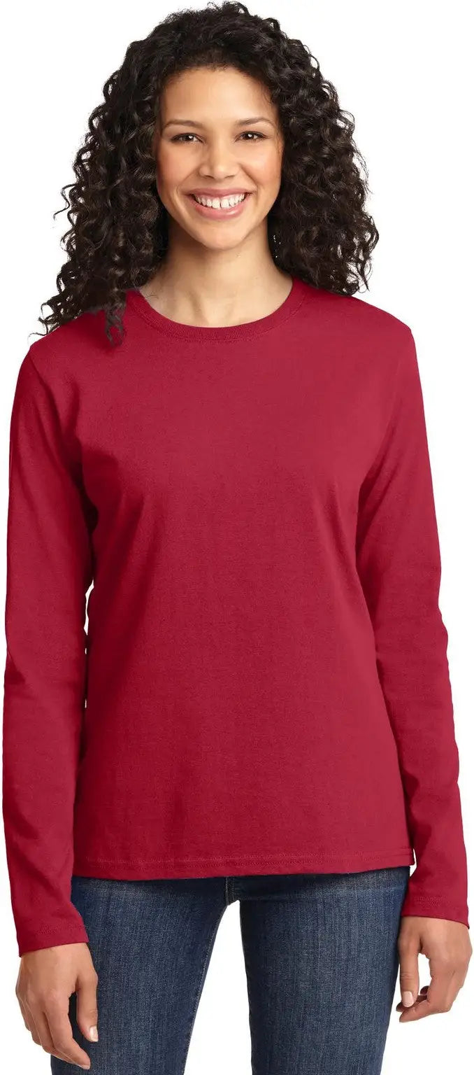 Port & Company Lpc54ls co Women’s Long Sleeve Core Cotton Tee - Red - Ladies Xs