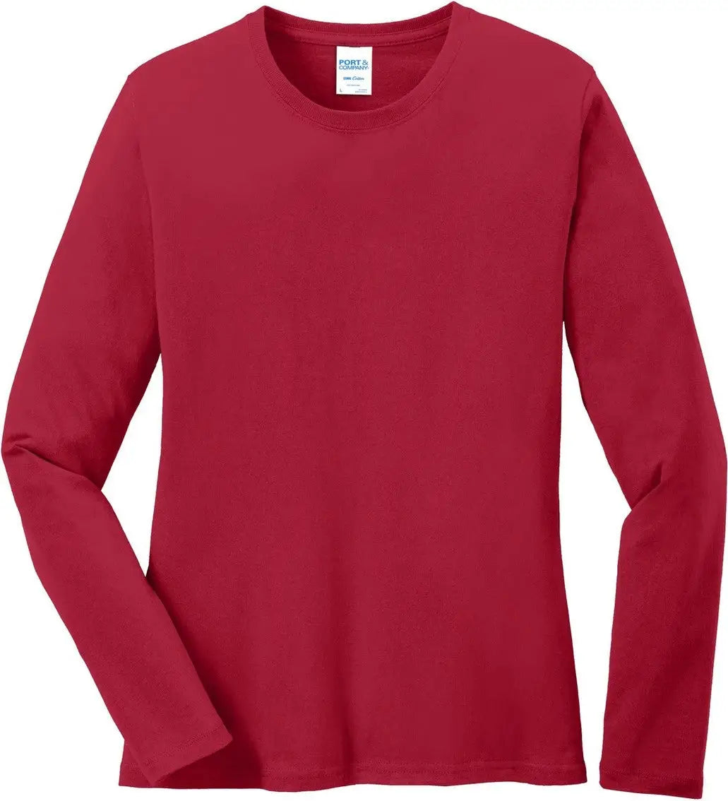 Port & Company Lpc54ls co Women’s Long Sleeve Core Cotton Tee - Red