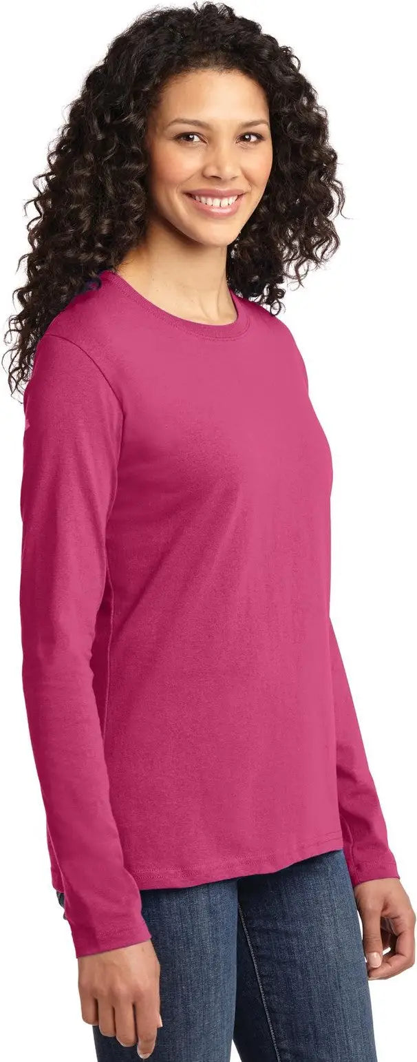 Port & Company Lpc54ls co Women’s Long Sleeve Core Cotton Tee - Sangria