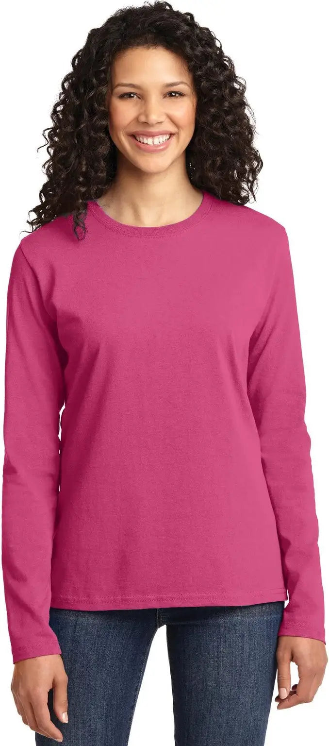 Port & Company Lpc54ls co Women’s Long Sleeve Core Cotton Tee - Sangria - Ladies Xs