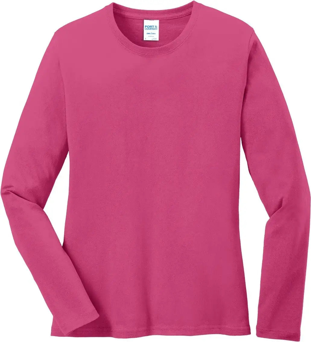 Port & Company Lpc54ls co Women’s Long Sleeve Core Cotton Tee - Sangria