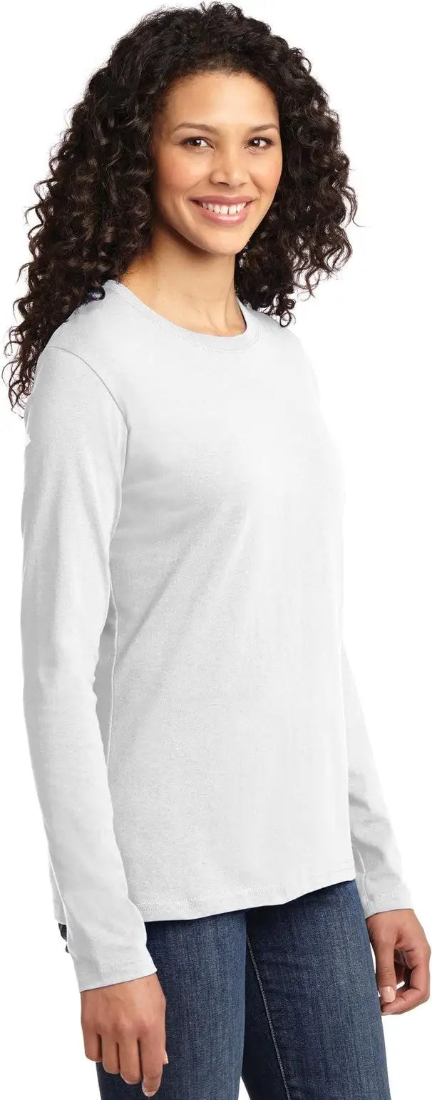 Port & Company Lpc54ls co Women’s Long Sleeve Core Cotton Tee - White