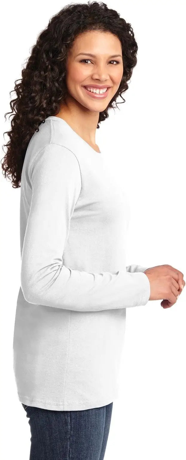 Port & Company Lpc54ls co Women’s Long Sleeve Core Cotton Tee - White