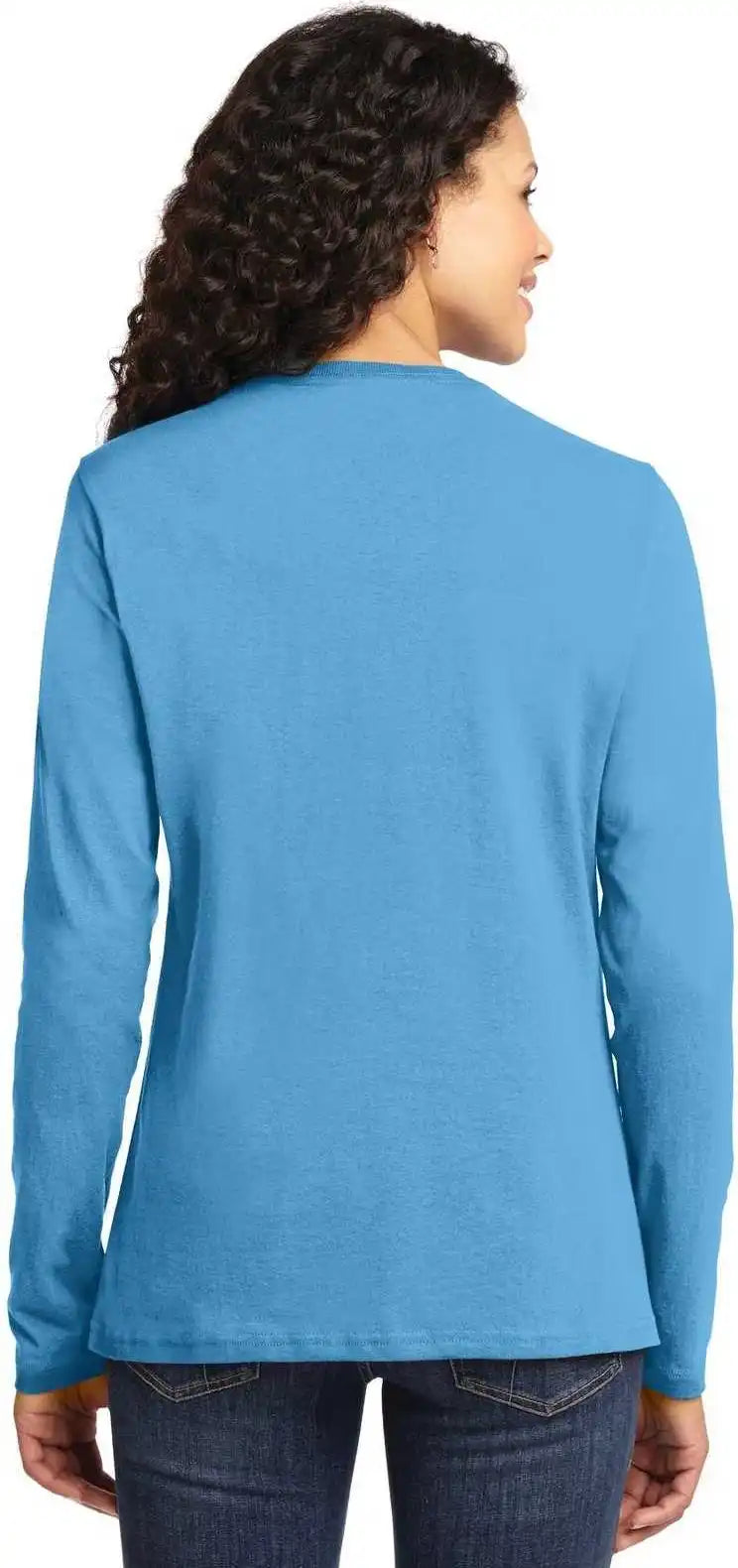 Port & Company Lpc54ls Ladies Long Sleeve Core Cotton Tee Aquatic Blue