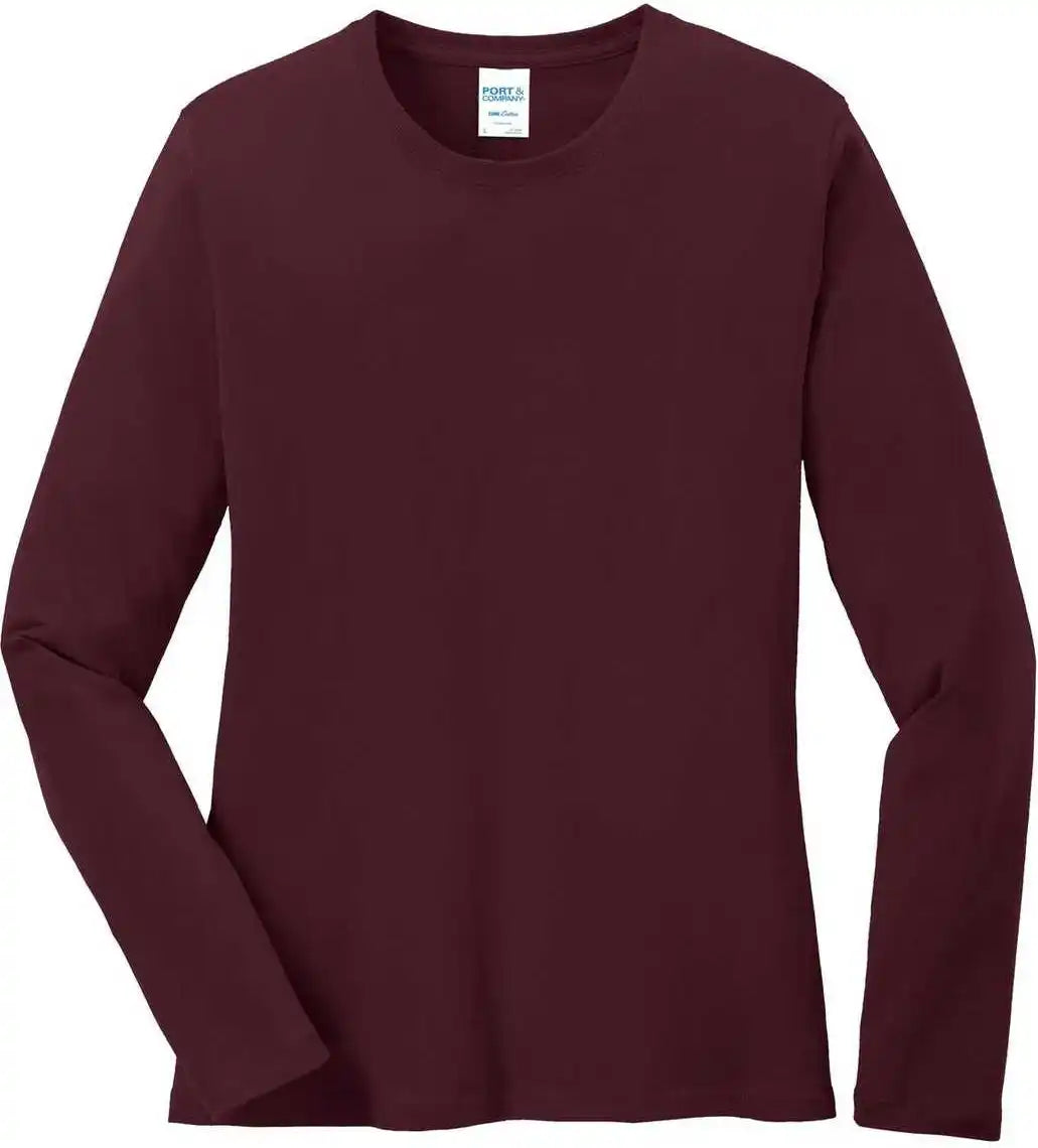 Port & Company Lpc54ls Ladies Long Sleeve Core Cotton Tee Athletic Maroon