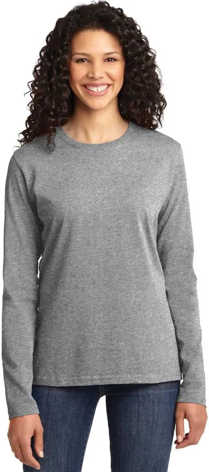 Port & Company Lpc54ls Ladies Long Sleeve Core Cotton Tee Athletic Heather