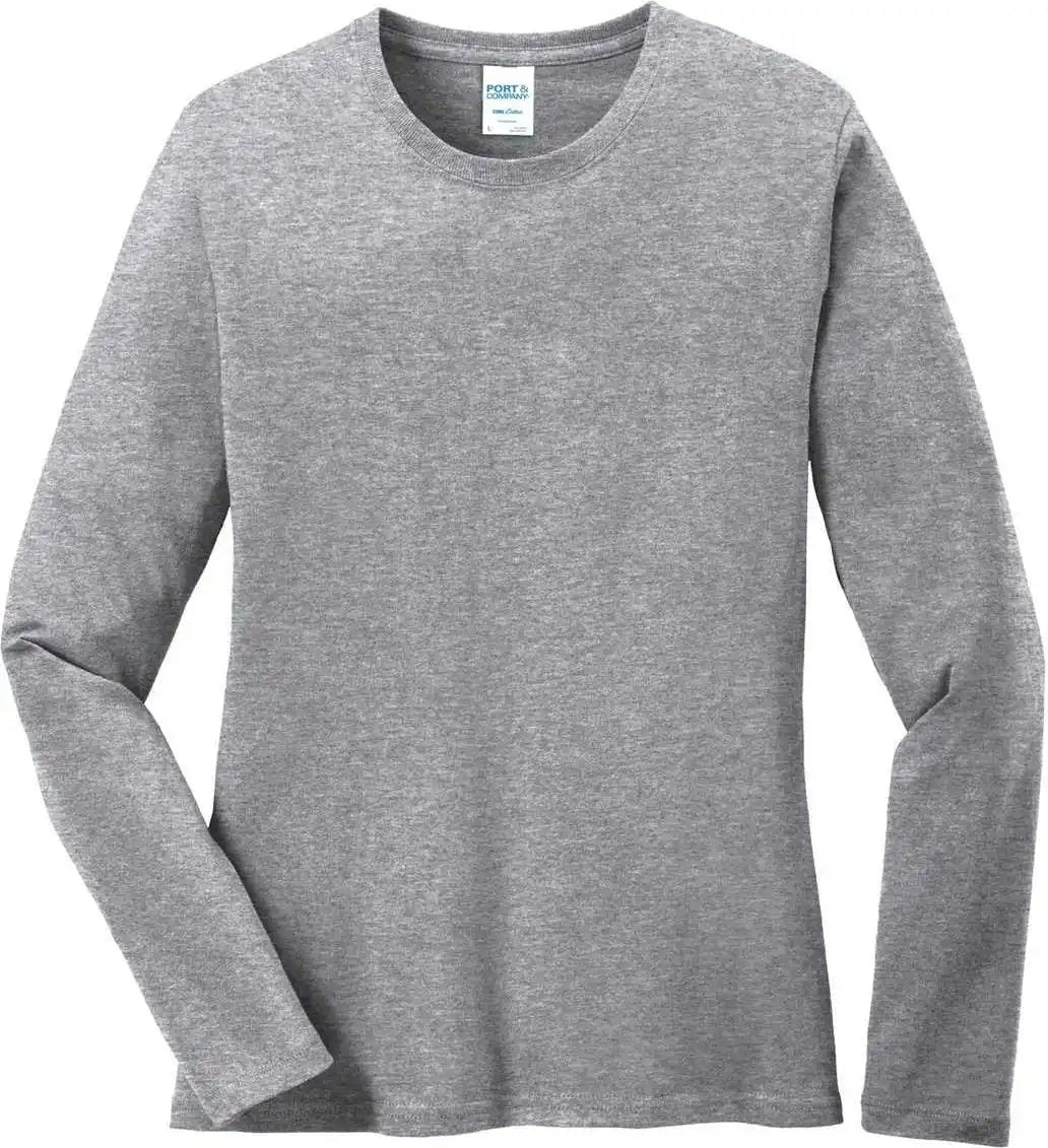 Port & Company Lpc54ls Ladies Long Sleeve Core Cotton Tee Athletic Heather