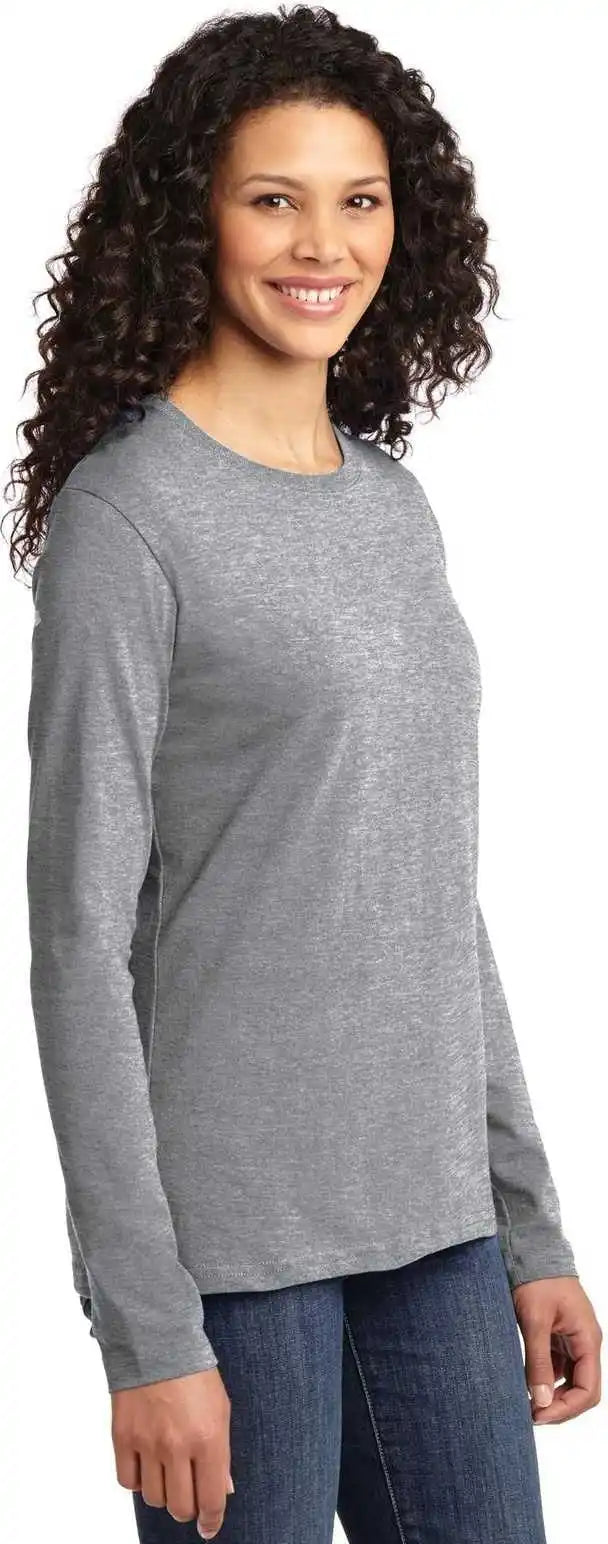 Port & Company Lpc54ls Ladies Long Sleeve Core Cotton Tee Athletic Heather