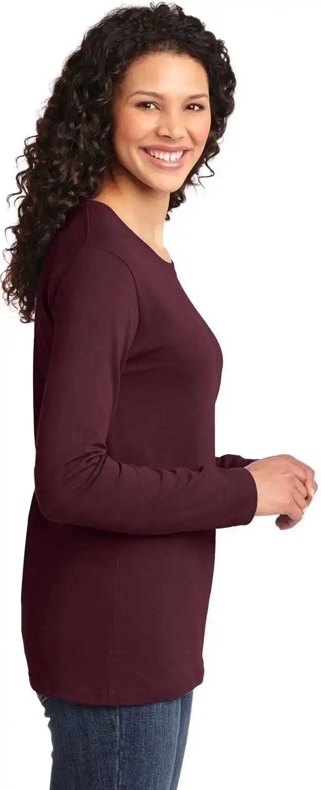 Port & Company Lpc54ls Ladies Long Sleeve Core Cotton Tee Athletic Maroon