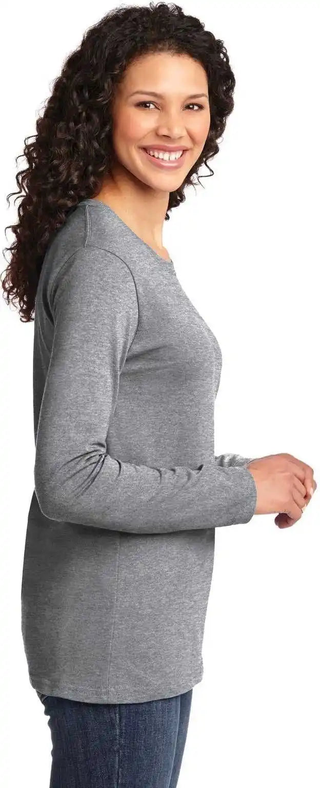 Port & Company Lpc54ls Ladies Long Sleeve Core Cotton Tee Athletic Heather