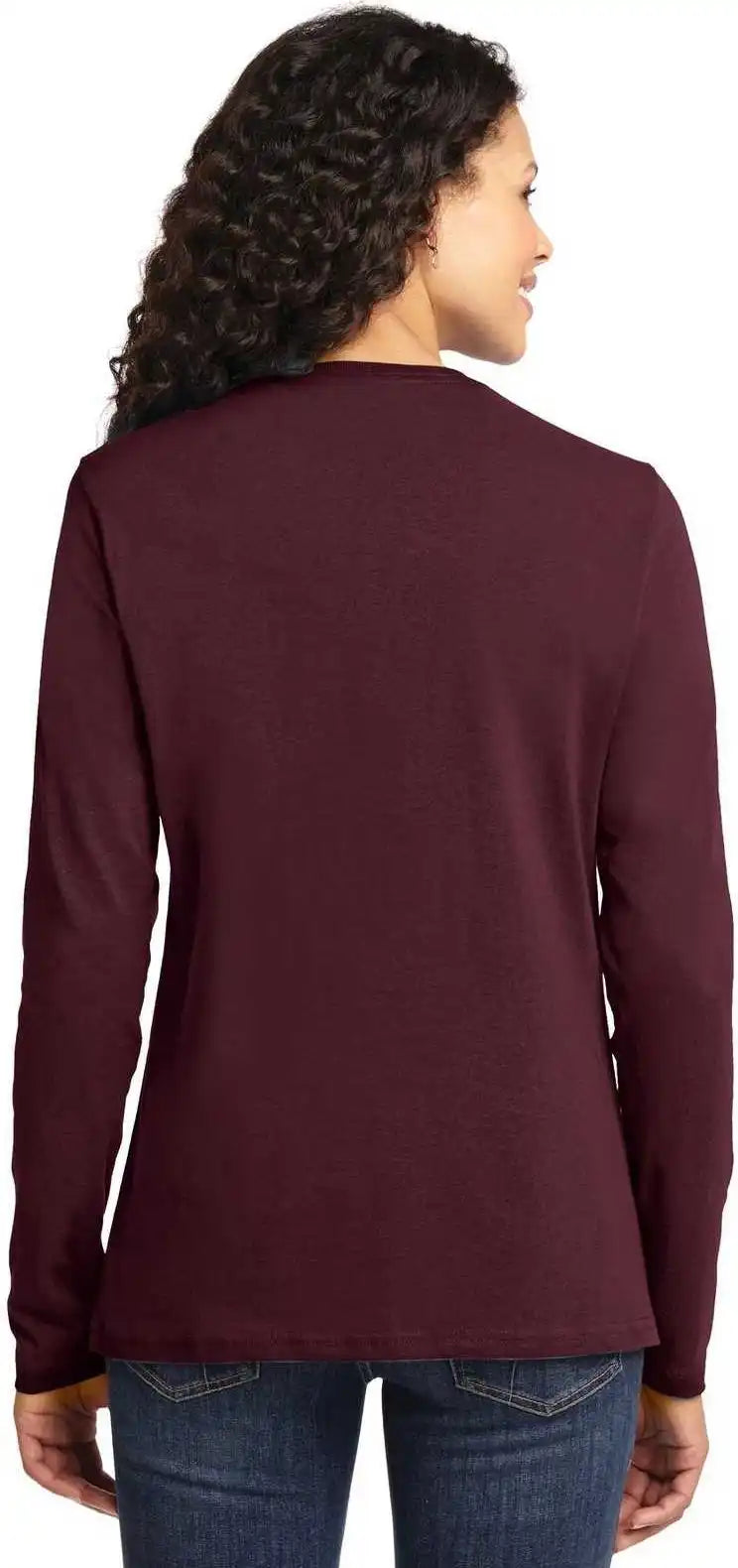 Port & Company Lpc54ls Ladies Long Sleeve Core Cotton Tee Athletic Maroon