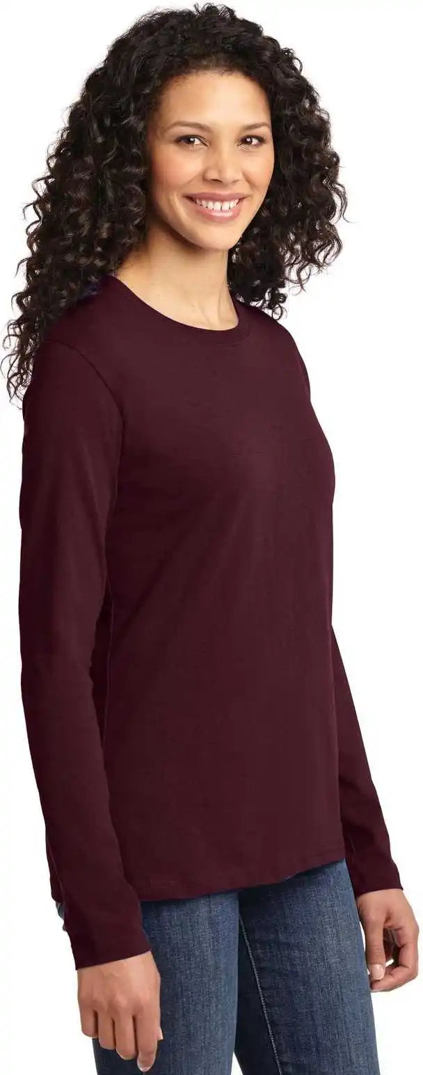 Port & Company Lpc54ls Ladies Long Sleeve Core Cotton Tee Athletic Maroon