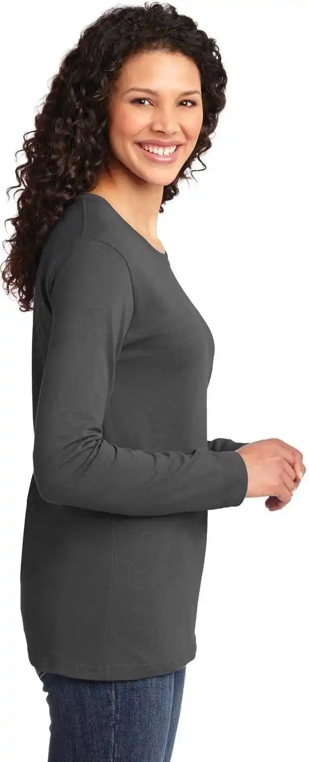 Port & Company Lpc54ls Ladies Long Sleeve Core Cotton Tee Charcoal