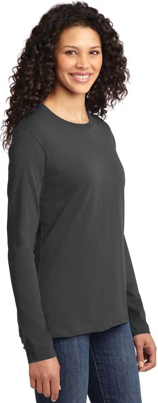 Port & Company Lpc54ls Ladies Long Sleeve Core Cotton Tee Charcoal