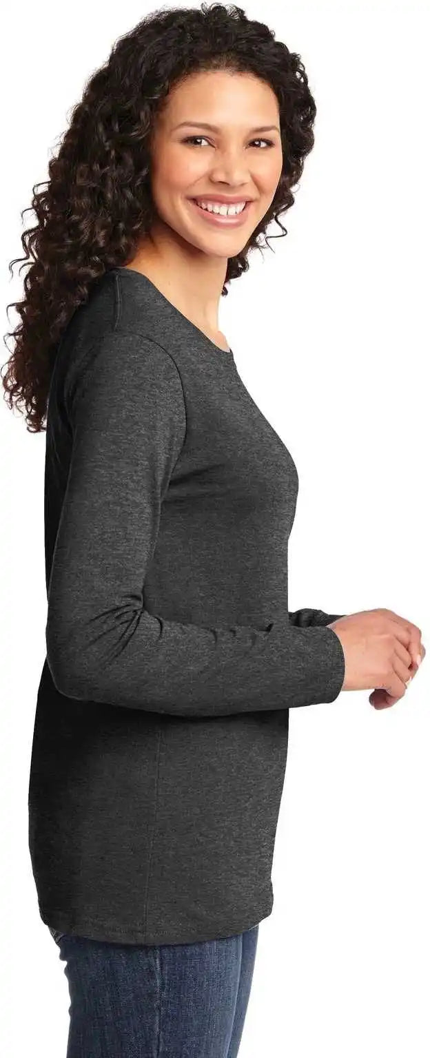 Port & Company Lpc54ls Ladies Long Sleeve Core Cotton Tee Dark Heather Gray